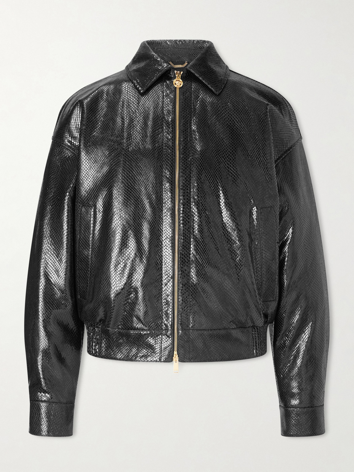 Versace Padded Snake-Effect Leather Blouson Jacket - Men