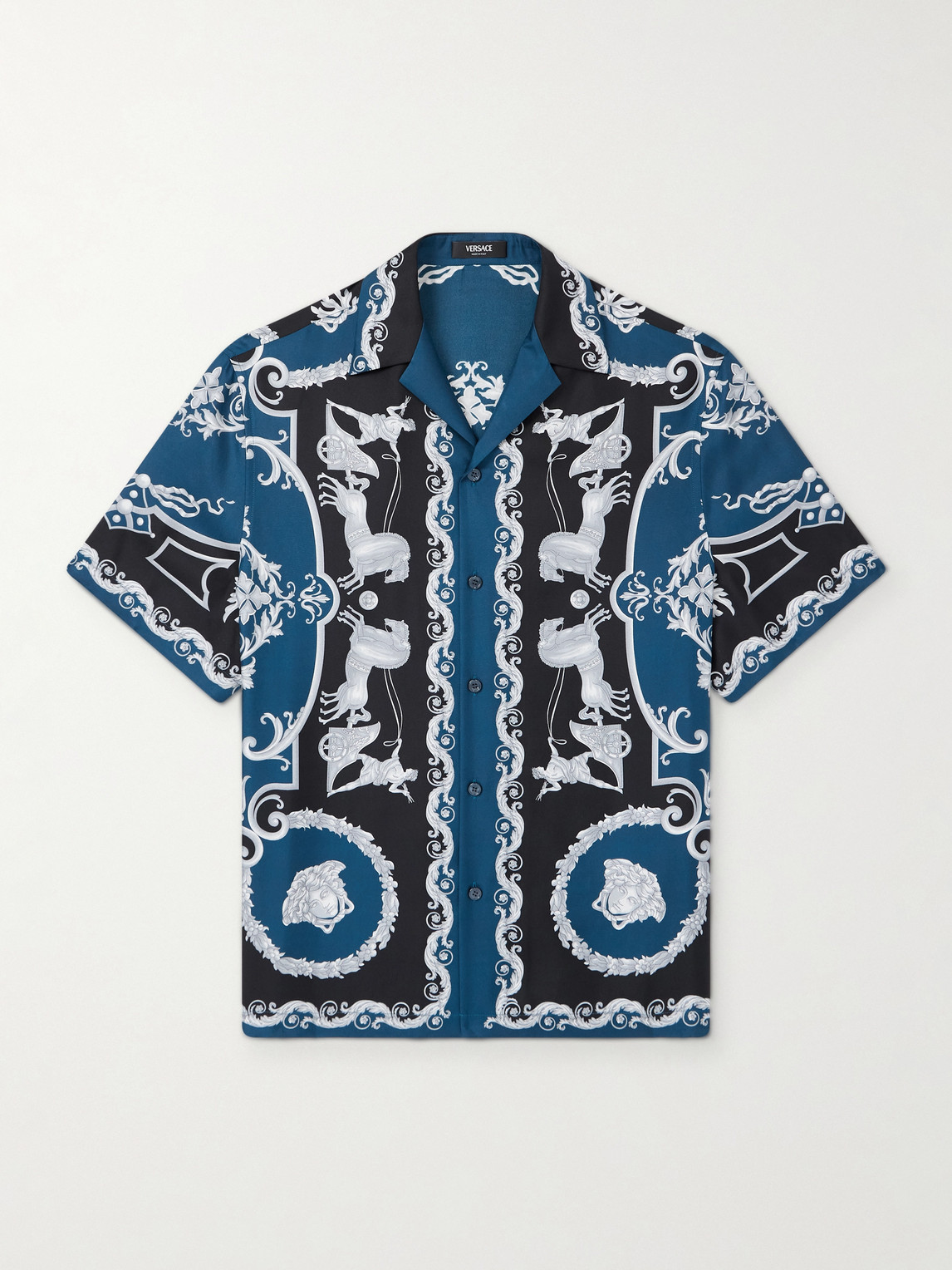 Versace Camp-Collar Printed Silk-Twill Shirt - Men