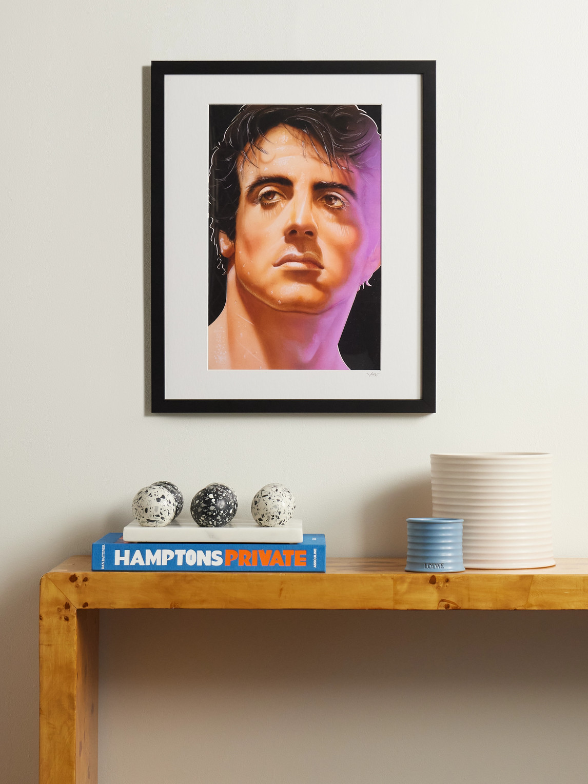 Framed 1985 Sylvester Stallone Print, 16" x 20" — 2
