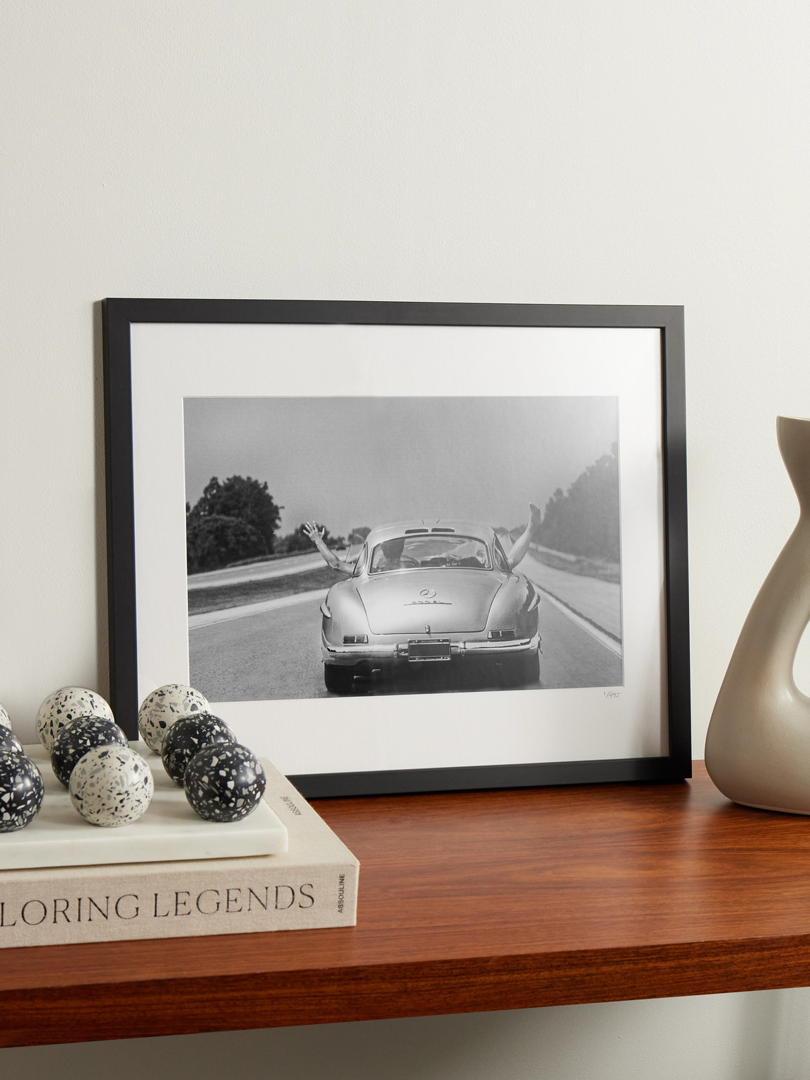Framed 1986 Gullwing Mercedes Print, 16" x 20" — 2