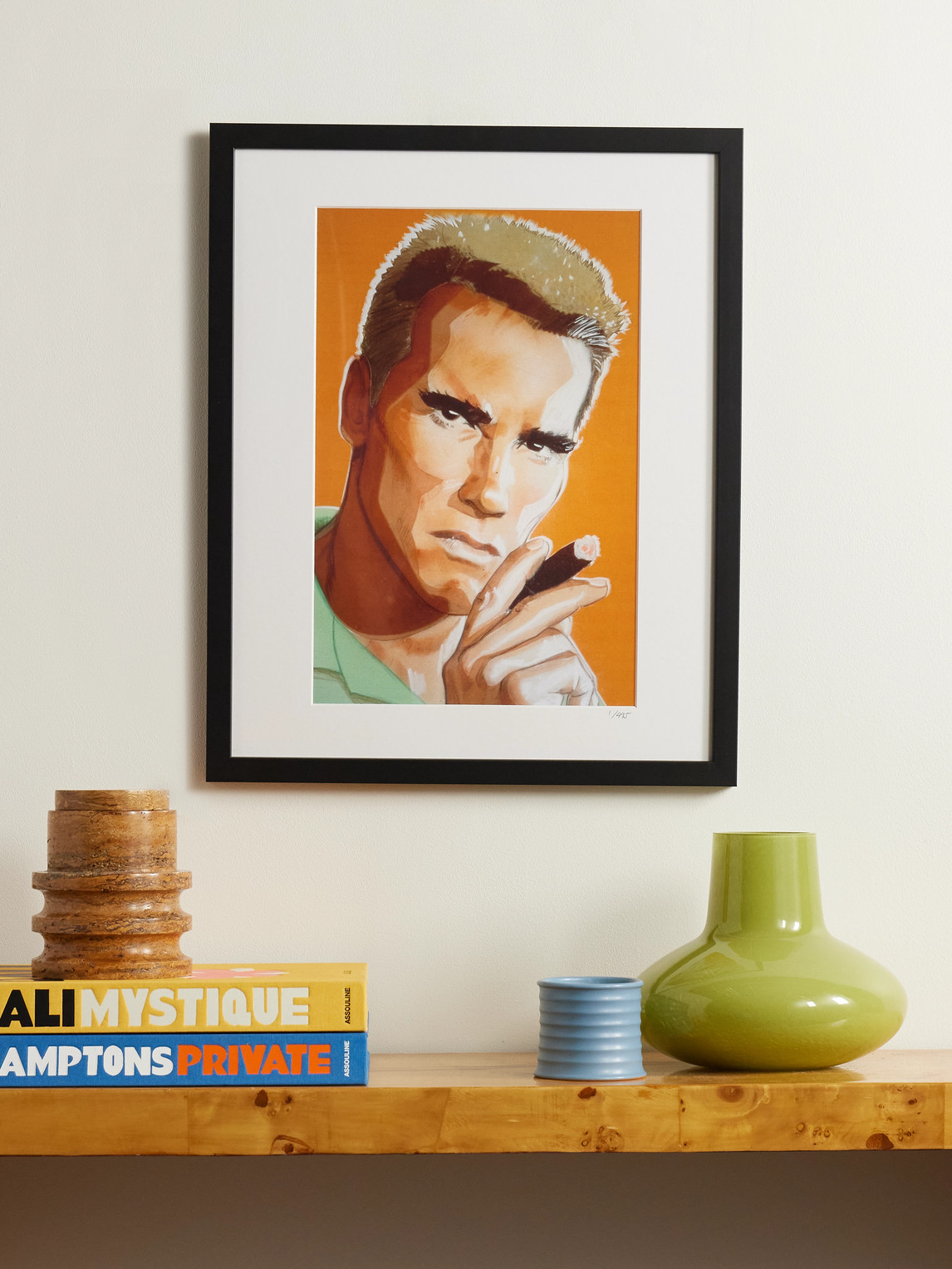 Framed 1985 Arnold Schwarzenegger Print, 16" x 20" — 2
