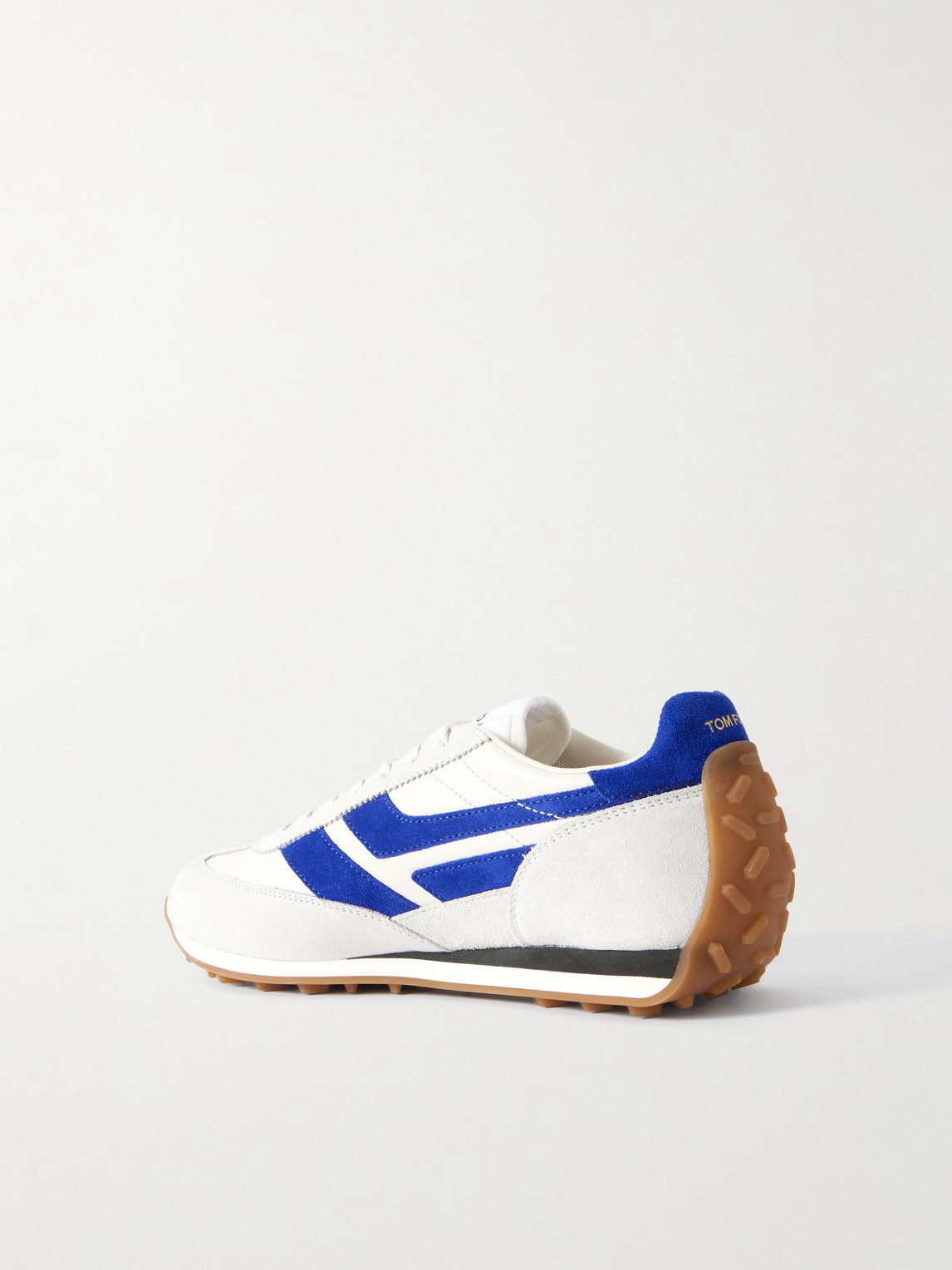 Tom Ford Mesh And Suede-trimmed Leather Sneakers In Blue