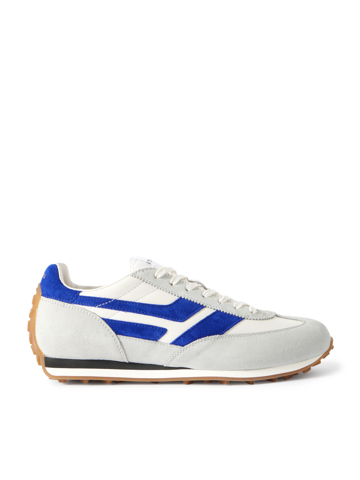 Tom Ford Mesh And Suede-trimmed Leather Sneakers In Blue