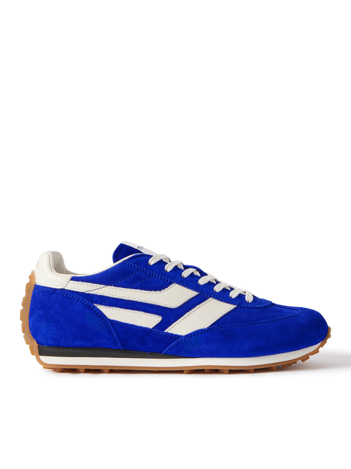 Tom Ford Mick Leather-trimmed Suede Sneakers In Blue
