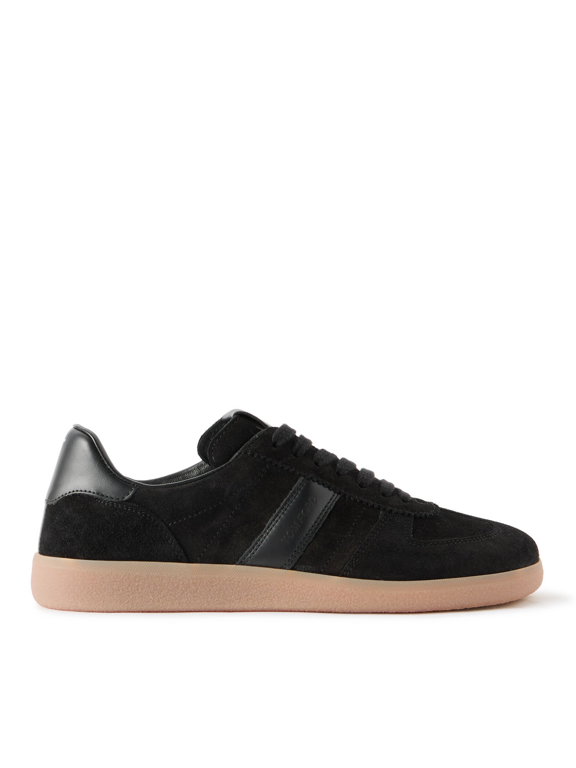 Tom Ford Leather-trimmed Suede Sneakers In Black