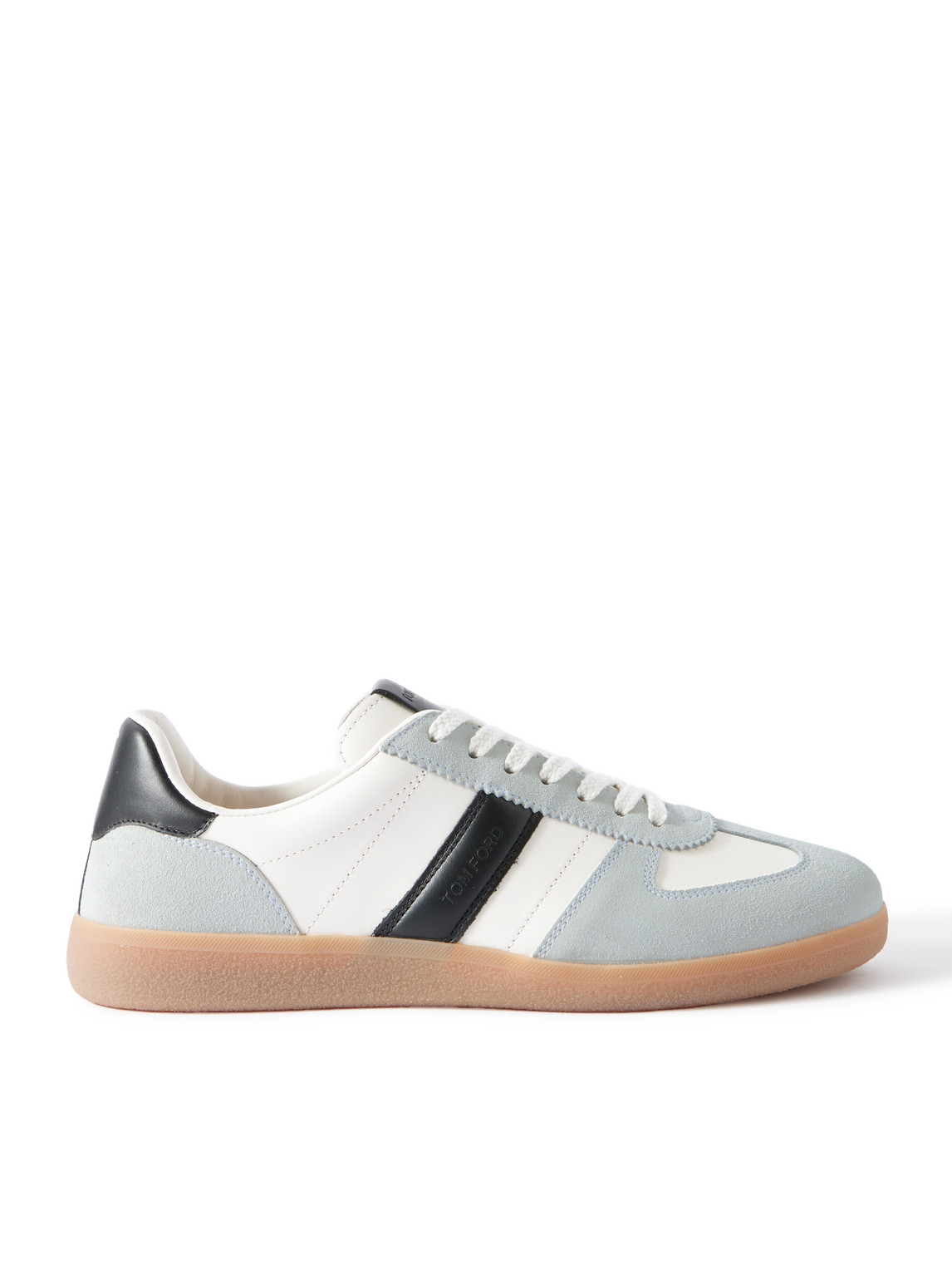Tom Ford Suede-trimmed Leather Sneakers In Blue
