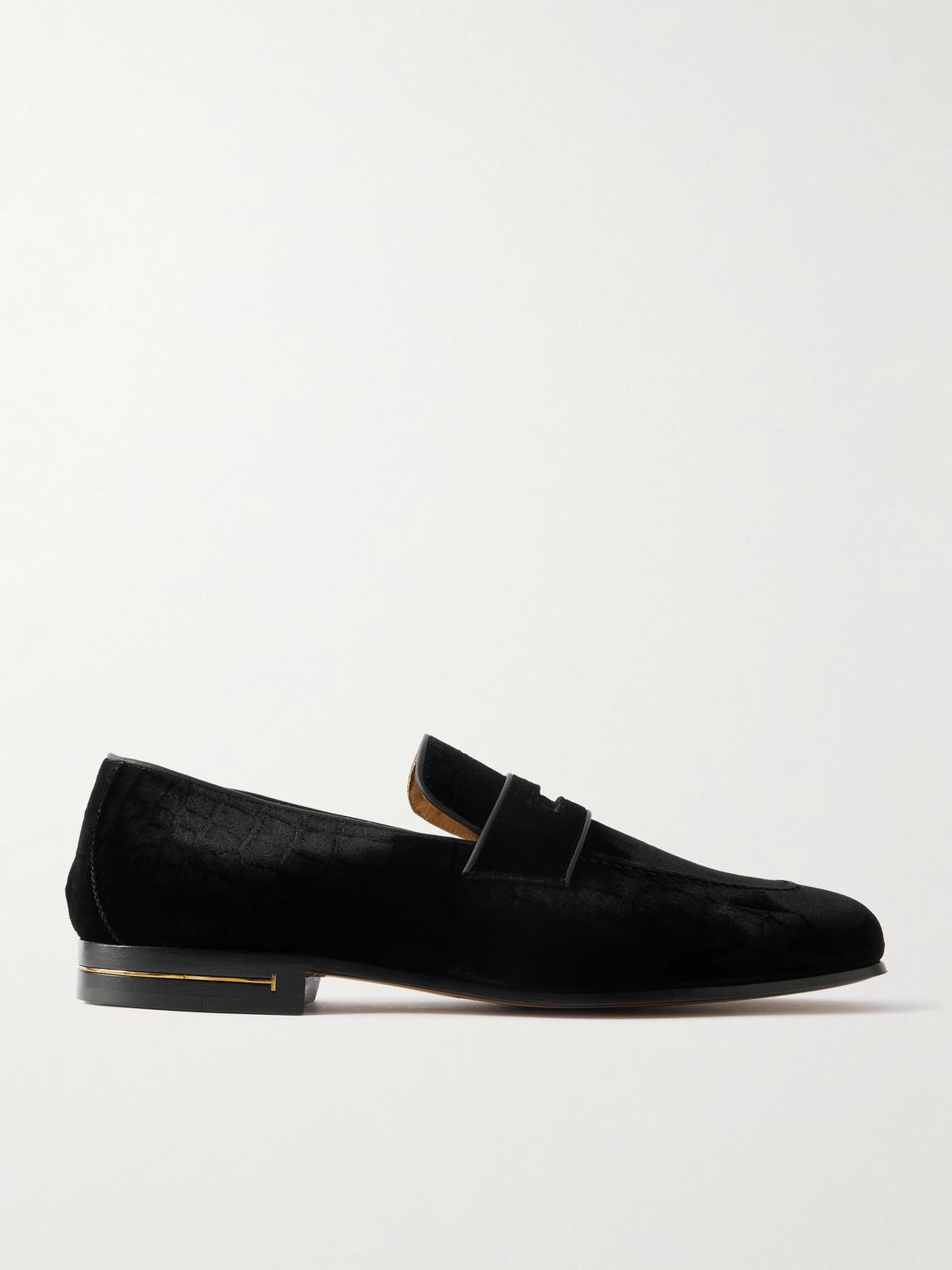 Tom Ford Gigi Leather-Trimmed Croc-Effect Velvet Penny Loafers - Men