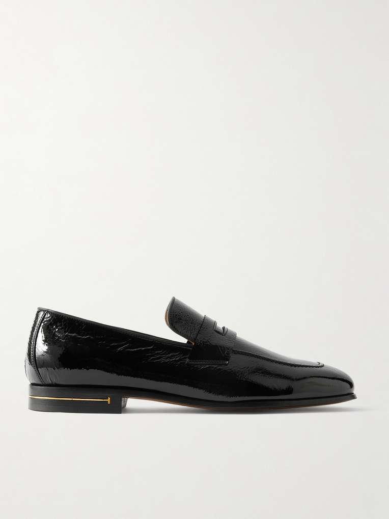 Tom Ford — Gigi Crackled Patent-Leather Penny Loafers