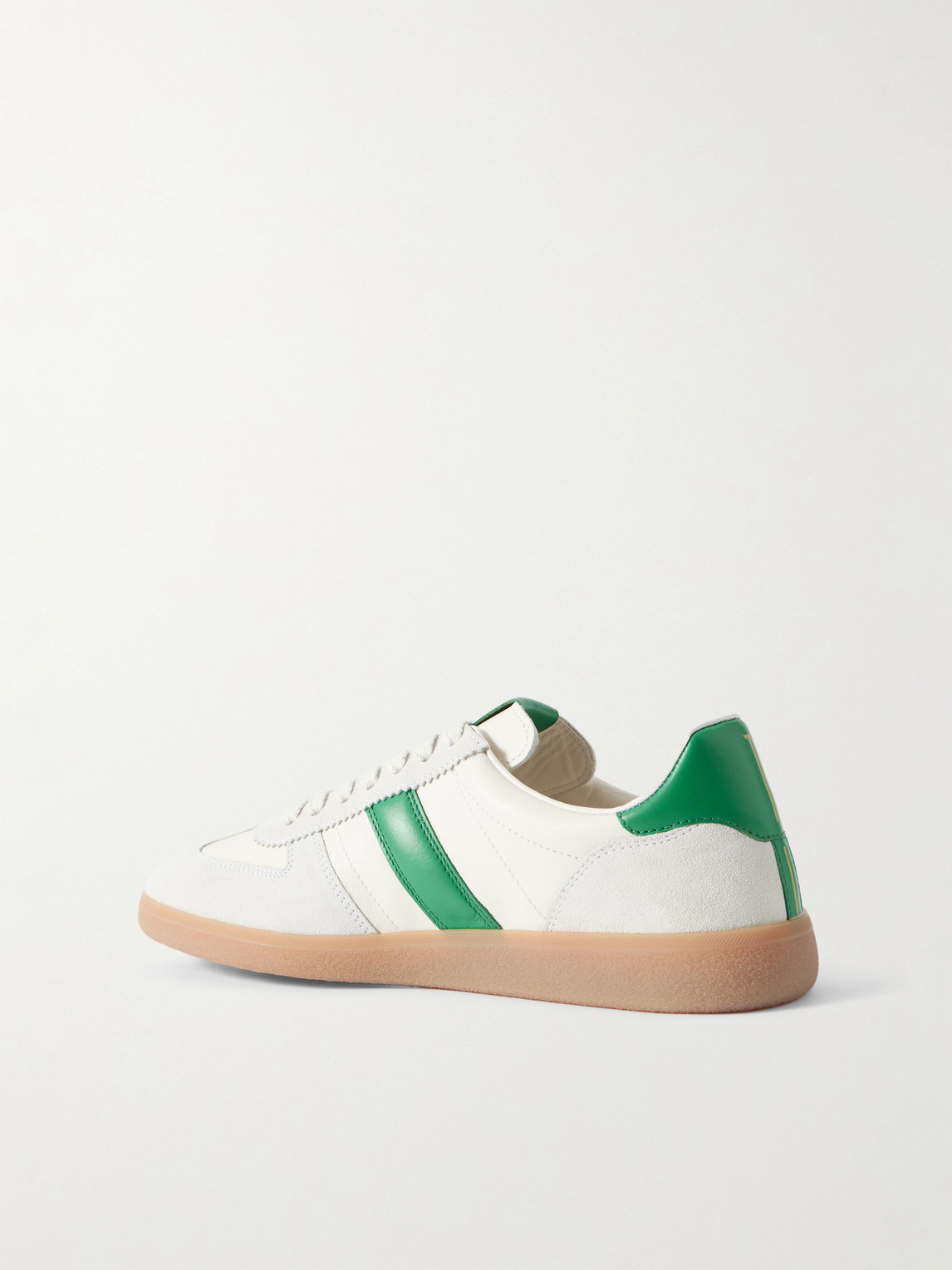 Tom Ford Suede-trimmed Leather Sneakers In White