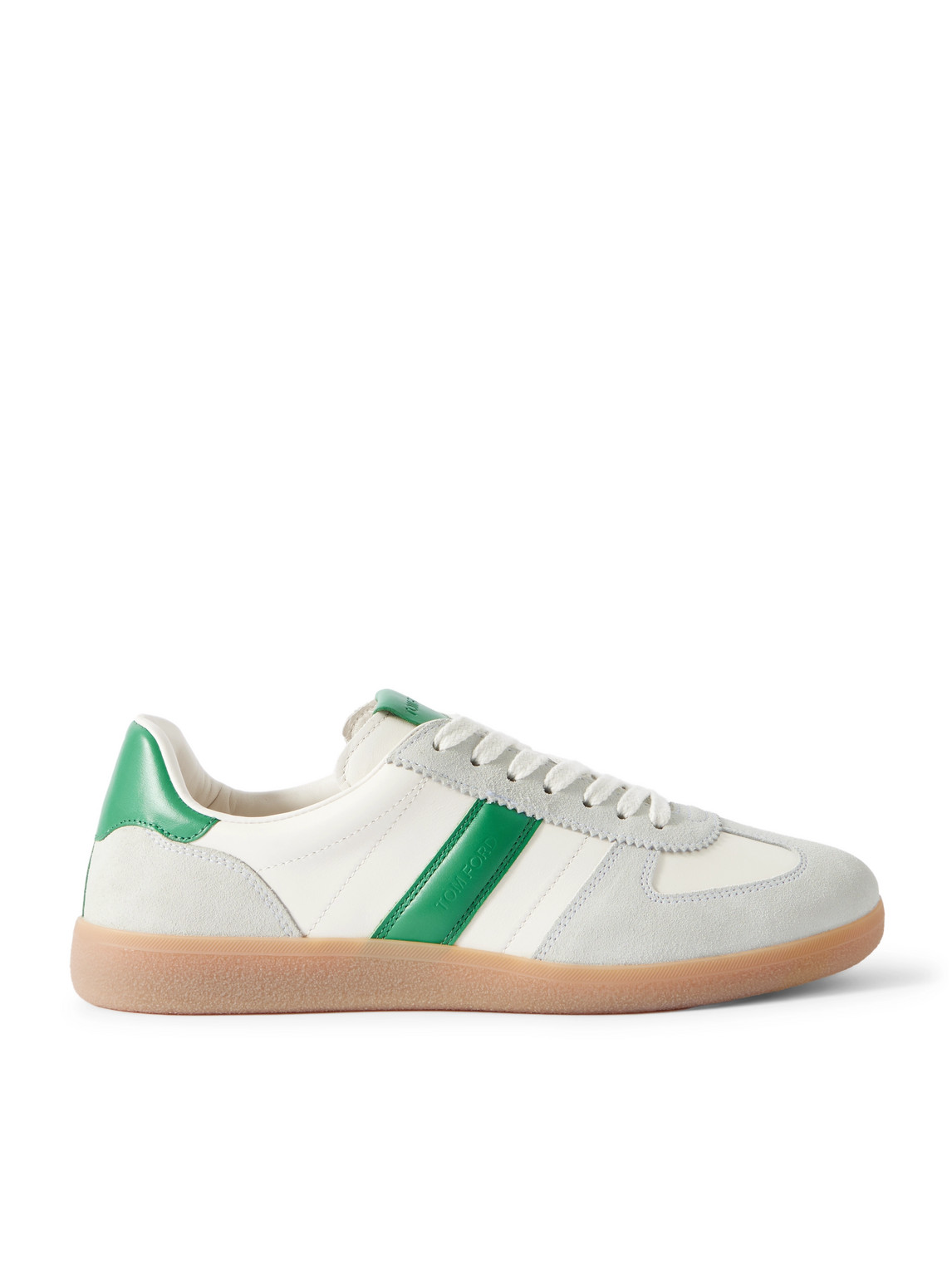 Tom Ford Suede-trimmed Leather Sneakers In White