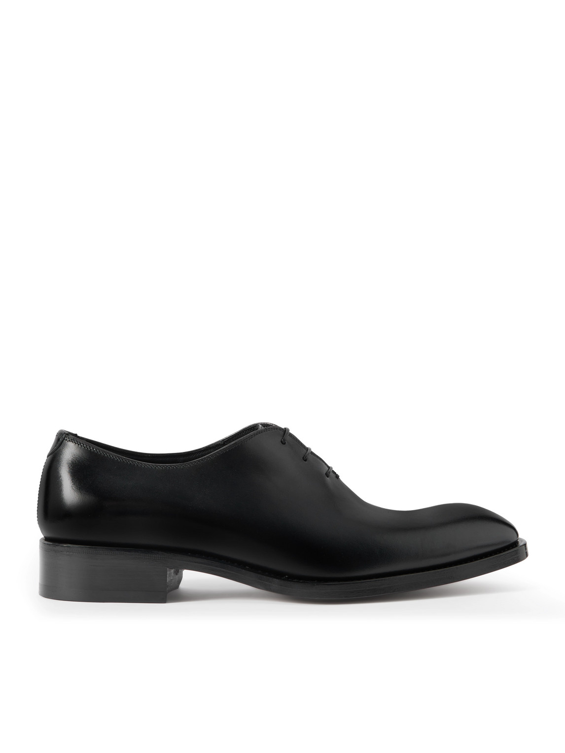 Tom Ford Whole-cut Glossed-leather Oxford Shoes In Black