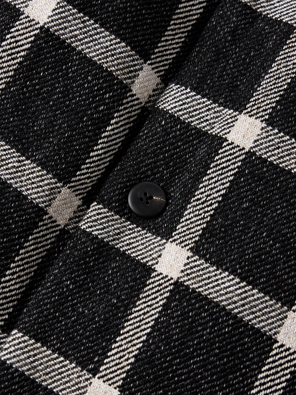 Visvim Keesey Checked Linen And Wool-blend Down Jacket In Black