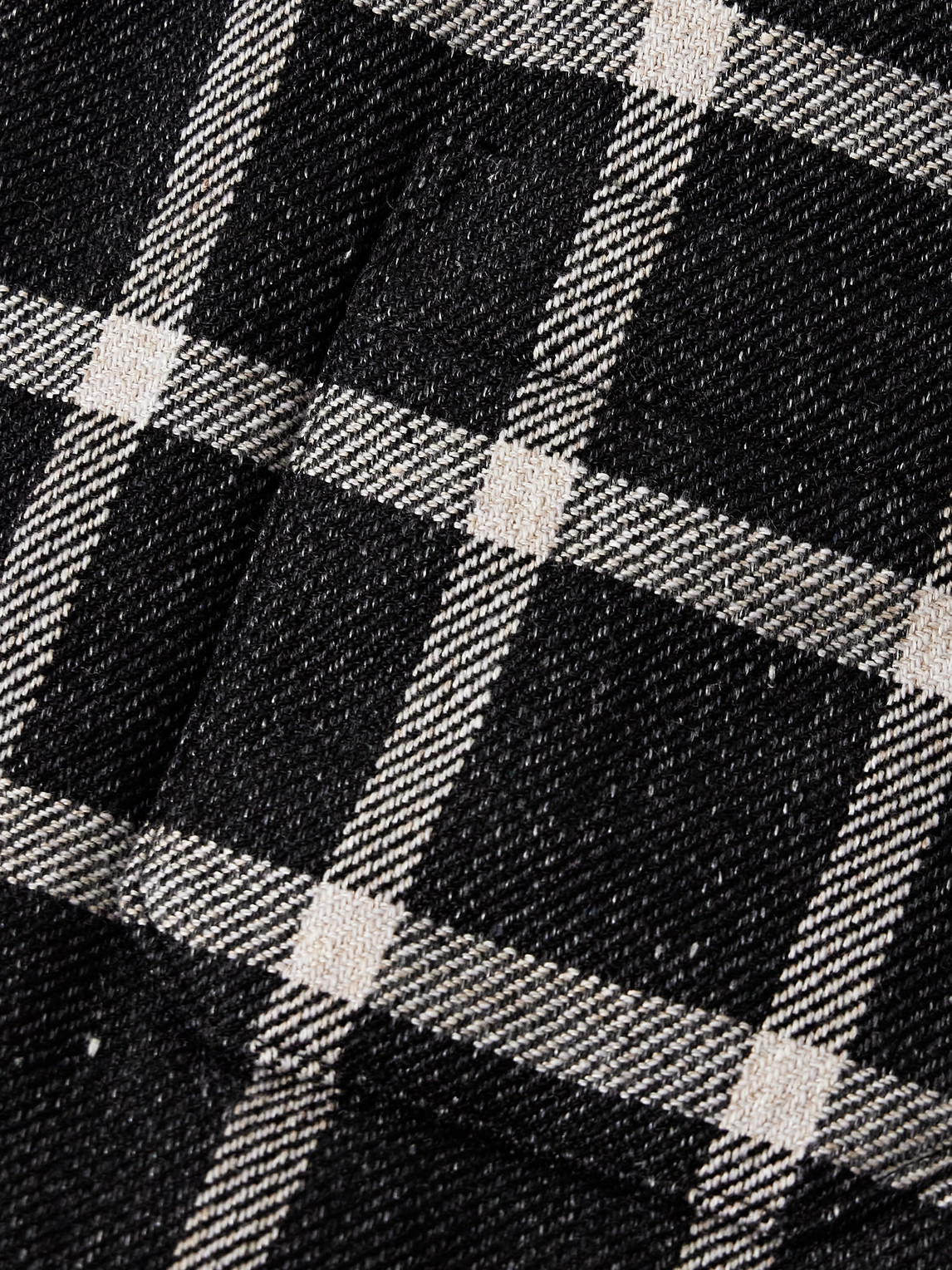 Visvim Keesey Checked Linen And Wool-blend Down Jacket In Black