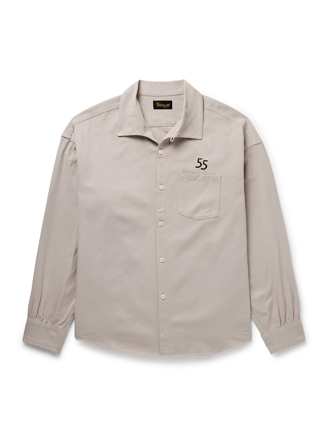 Visvim Palmer Convertible-collar Embroidered Cotton-twill Shirt In Brown