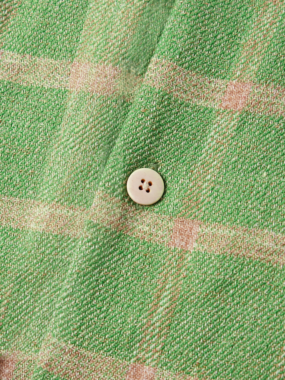 Visvim Keesey Checked Linen And Wool-blend Down Jacket In Green