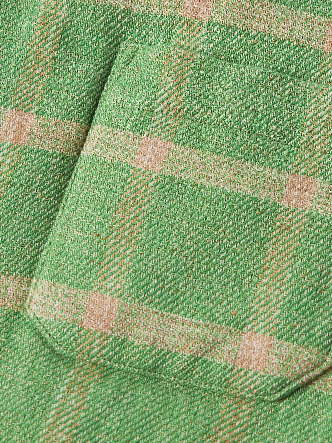 Visvim Keesey Checked Linen And Wool-blend Down Jacket In Green