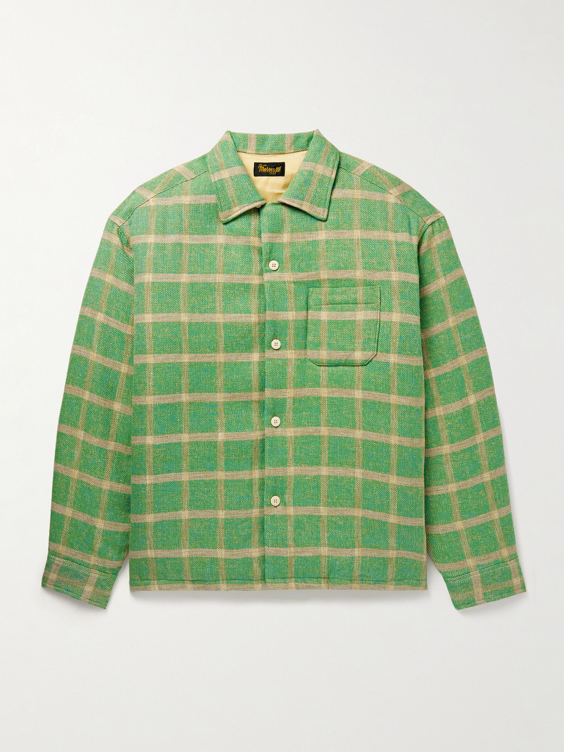 Visvim Keesey Checked Linen And Wool-blend Down Jacket In Green