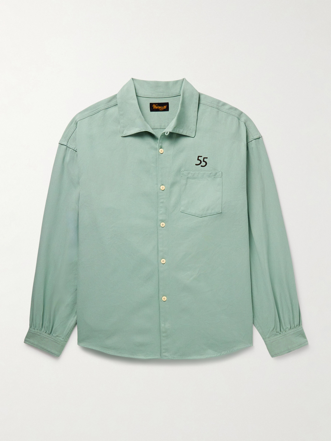 Visvim Palmer Convertible-collar Embroidered Cotton-twill Shirt In Green