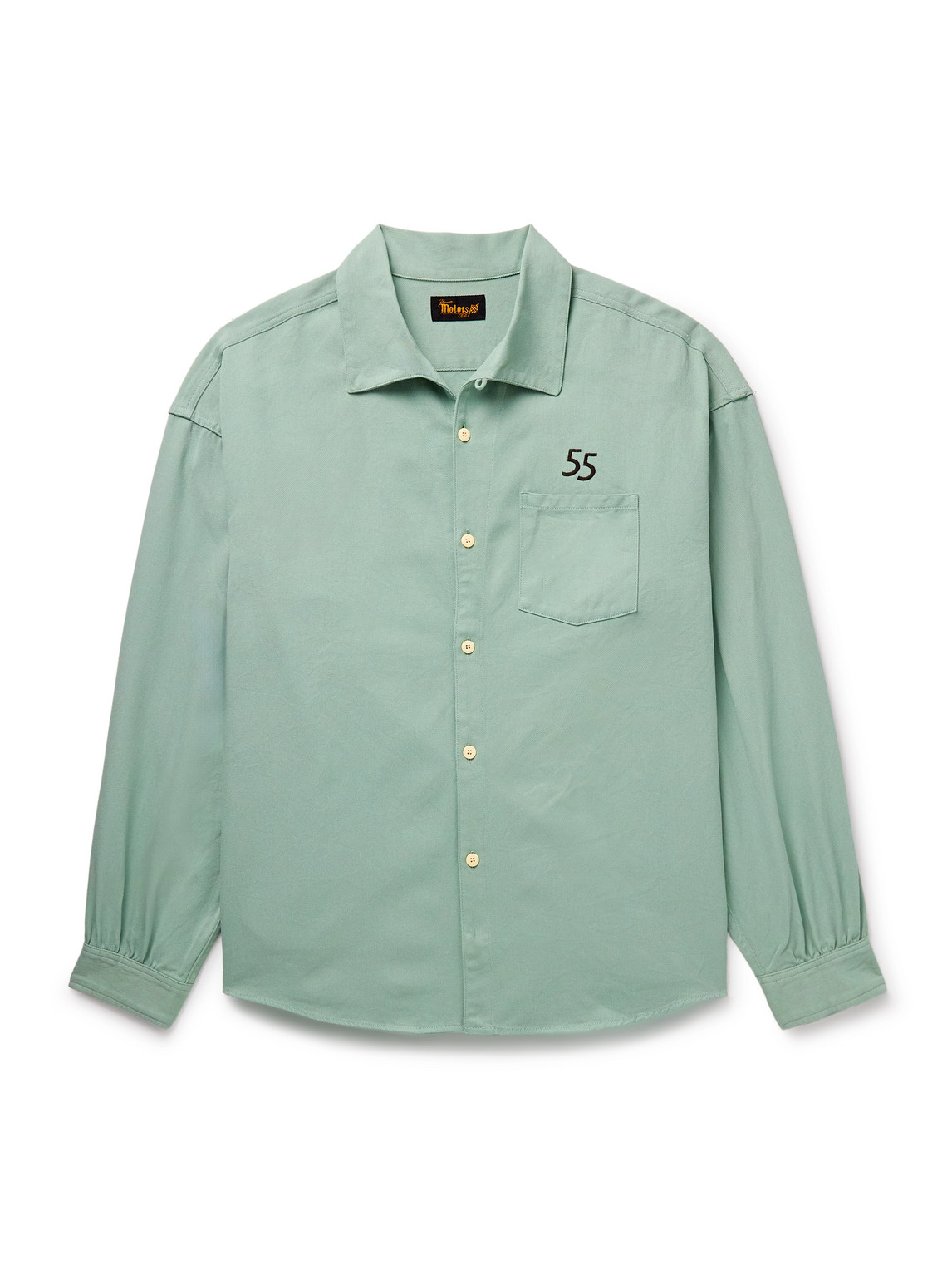 Visvim Palmer Convertible-collar Embroidered Cotton-twill Shirt In Green