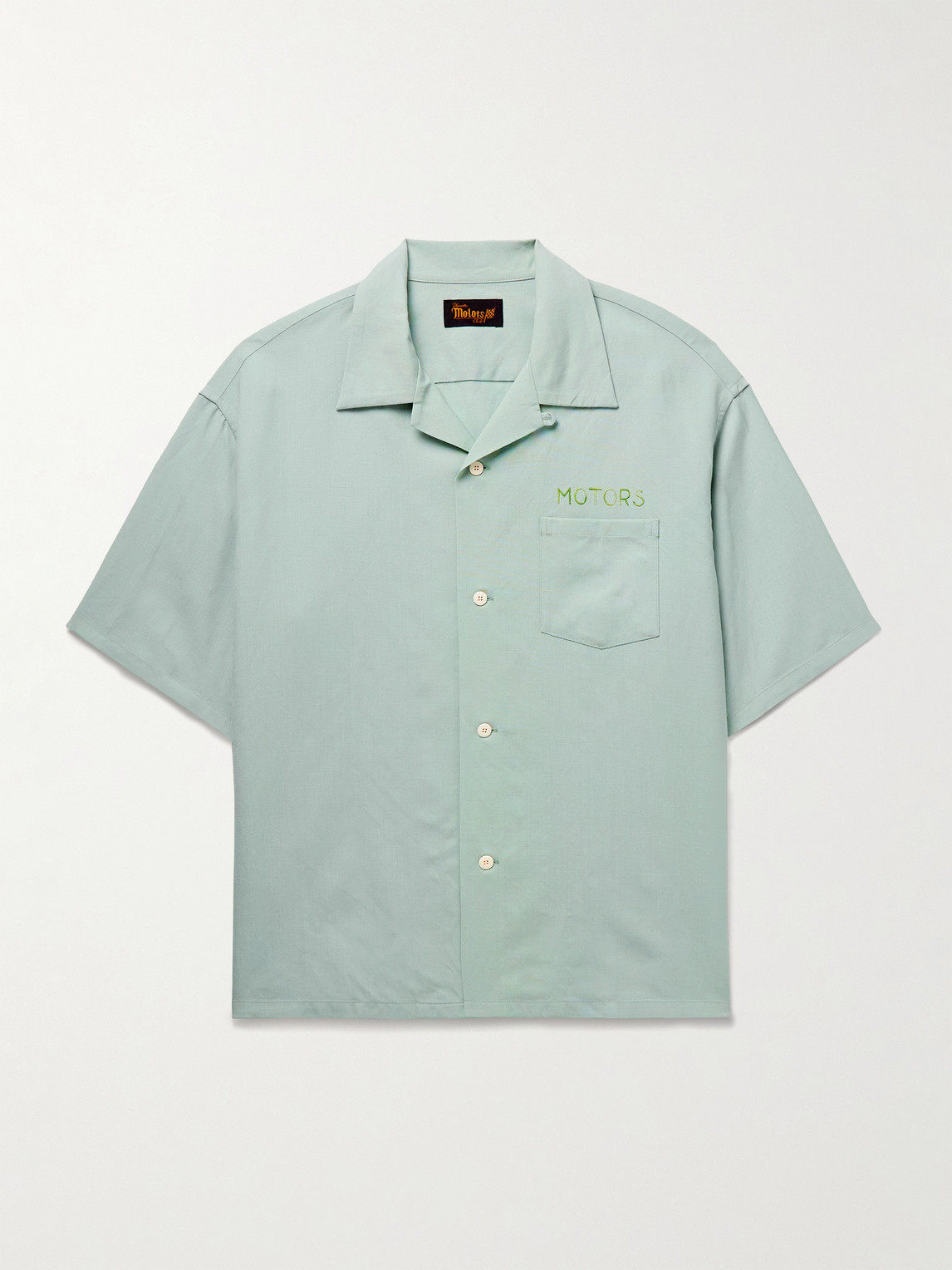 Visvim Crosby Convertible-collar Embroidered Wool And Linen-blend Shirt In Green