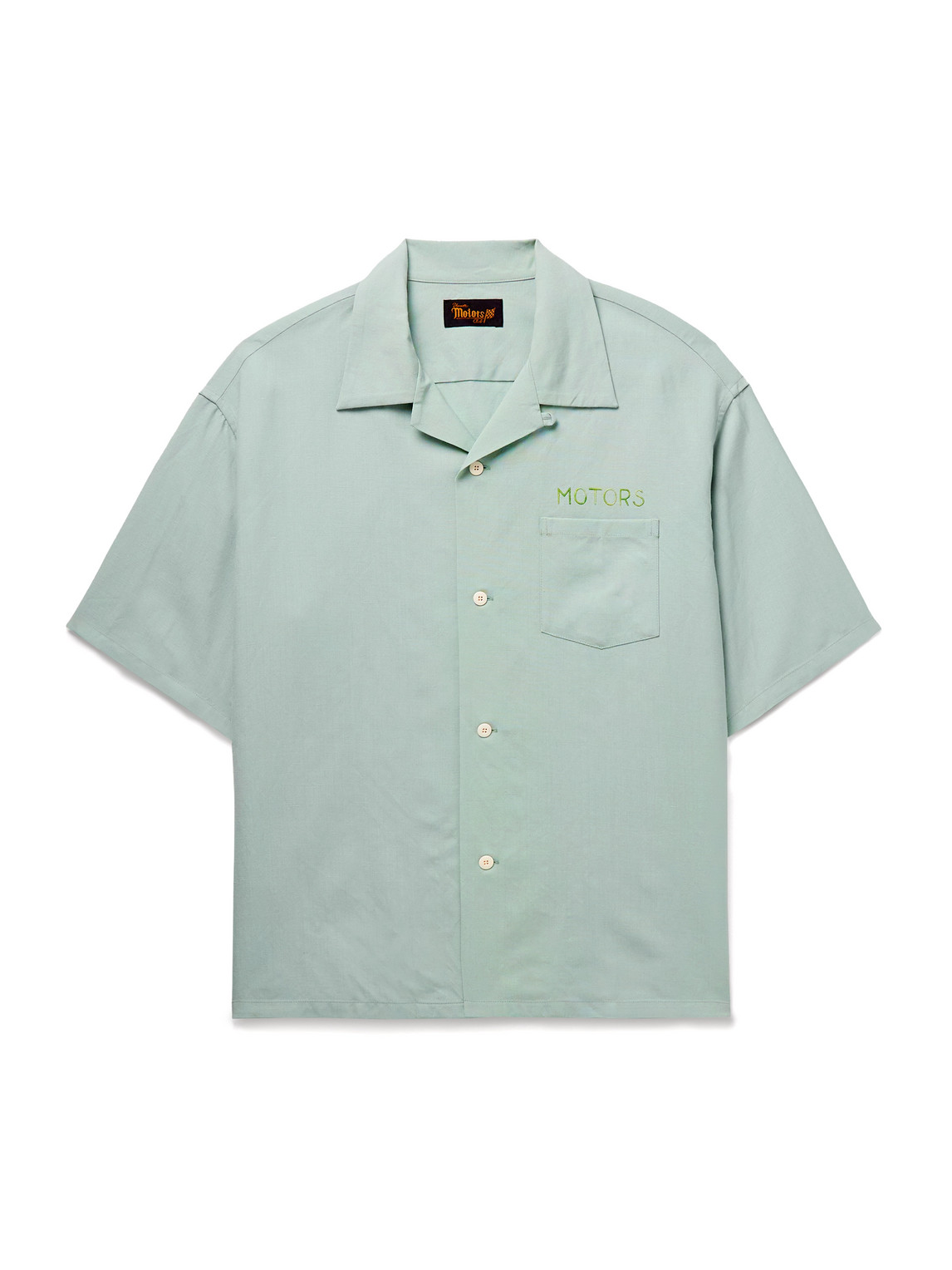 Visvim Crosby Convertible-collar Embroidered Wool And Linen-blend Shirt In Green