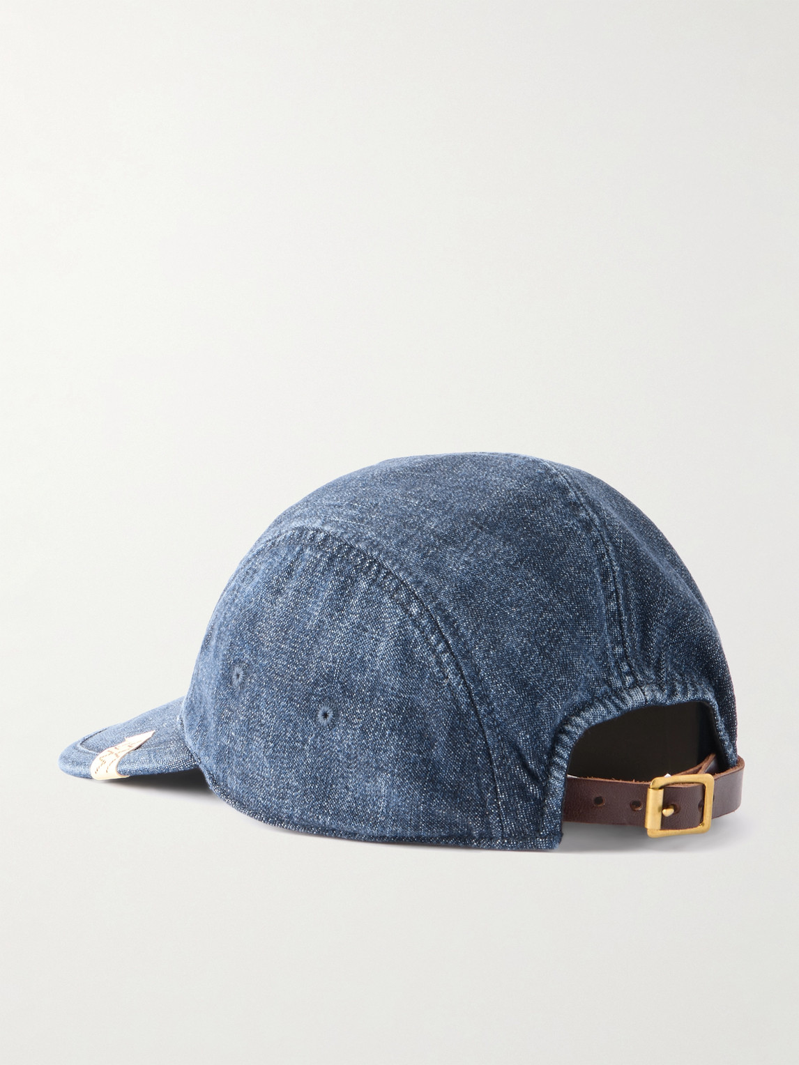 Visvim Logo-appliquéd Leather-trimmed Denim Camp Cap