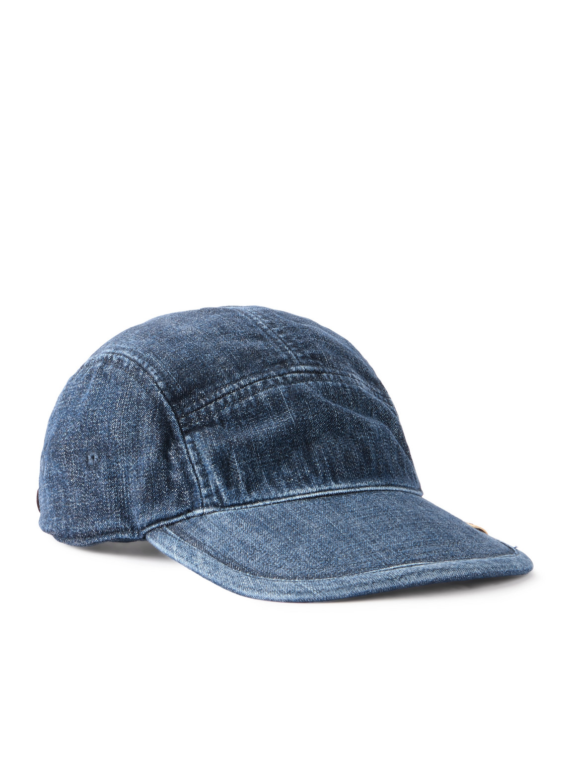 Visvim Logo-appliquéd Leather-trimmed Denim Camp Cap