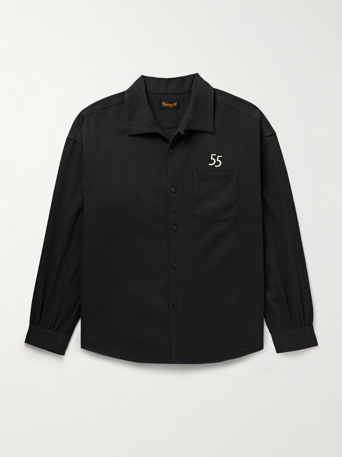 Visvim Palmer Convertible-collar Embroidered Cotton-twill Shirt In Black