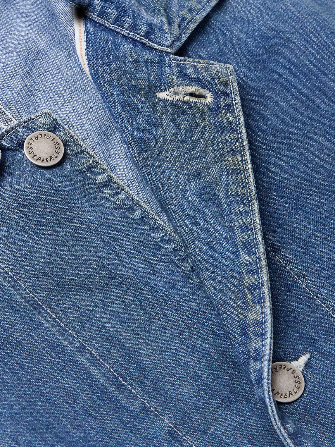 Visvim Paint-splattered Denim Jacket In Blue