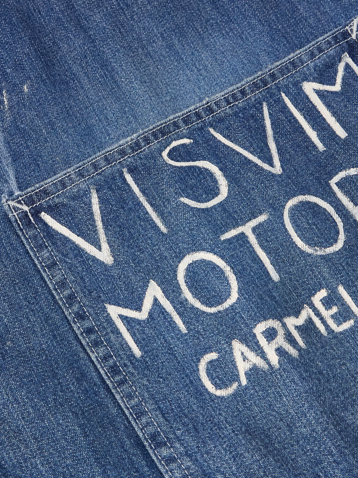 Visvim Paint-splattered Denim Jacket In Blue
