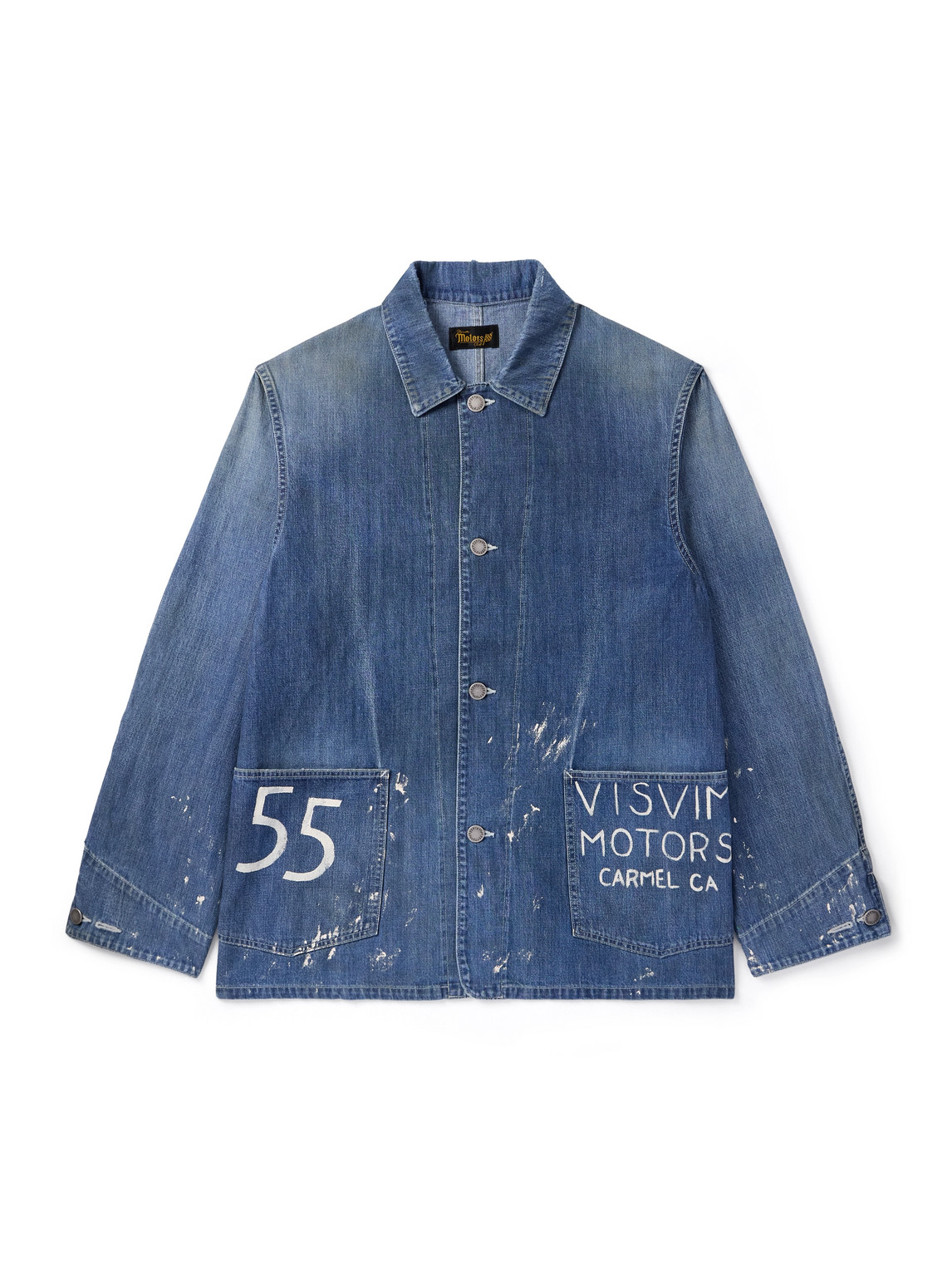 Visvim Paint-splattered Denim Jacket In Blue