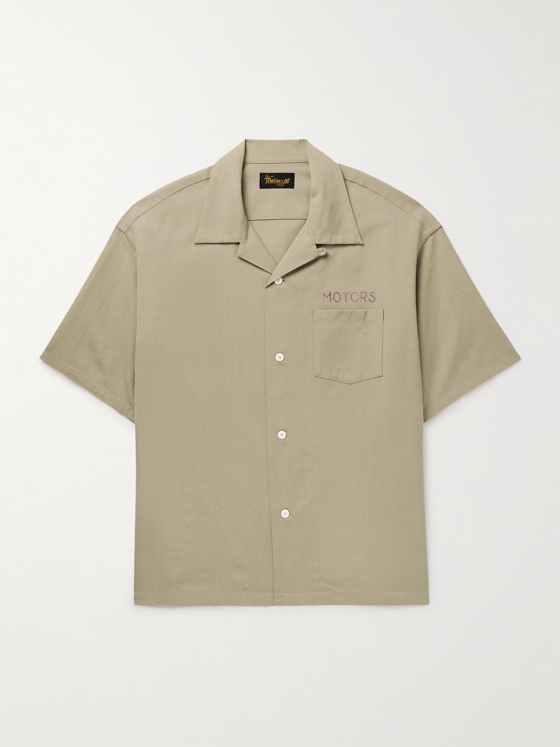 Visvim Crosby Convertible-collar Embroidered Wool And Linen-blend Shirt In Neutral