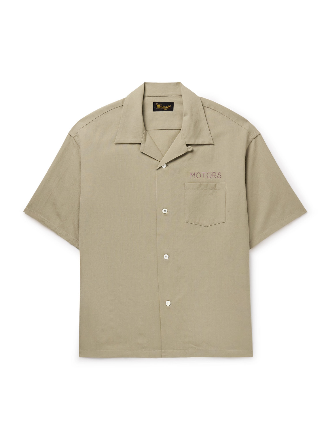 Visvim Crosby Convertible-collar Embroidered Wool And Linen-blend Shirt In Neutral