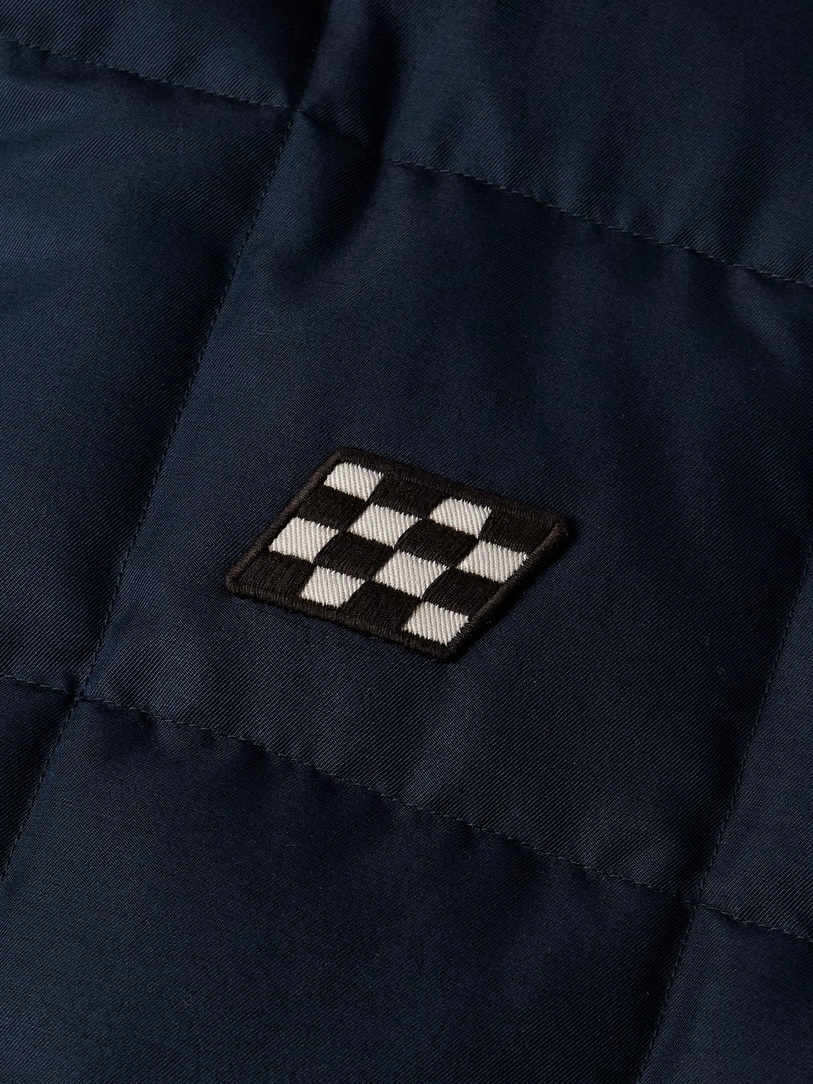 Visvim Coach Appliquéd Quilted Wool And Silk-blend Twill Down Jacket In Blue