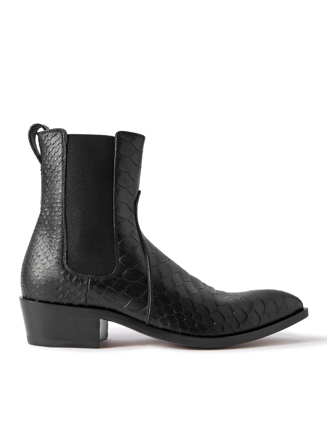 Tom Ford Python-effect Leather Chelsea Boots In Black