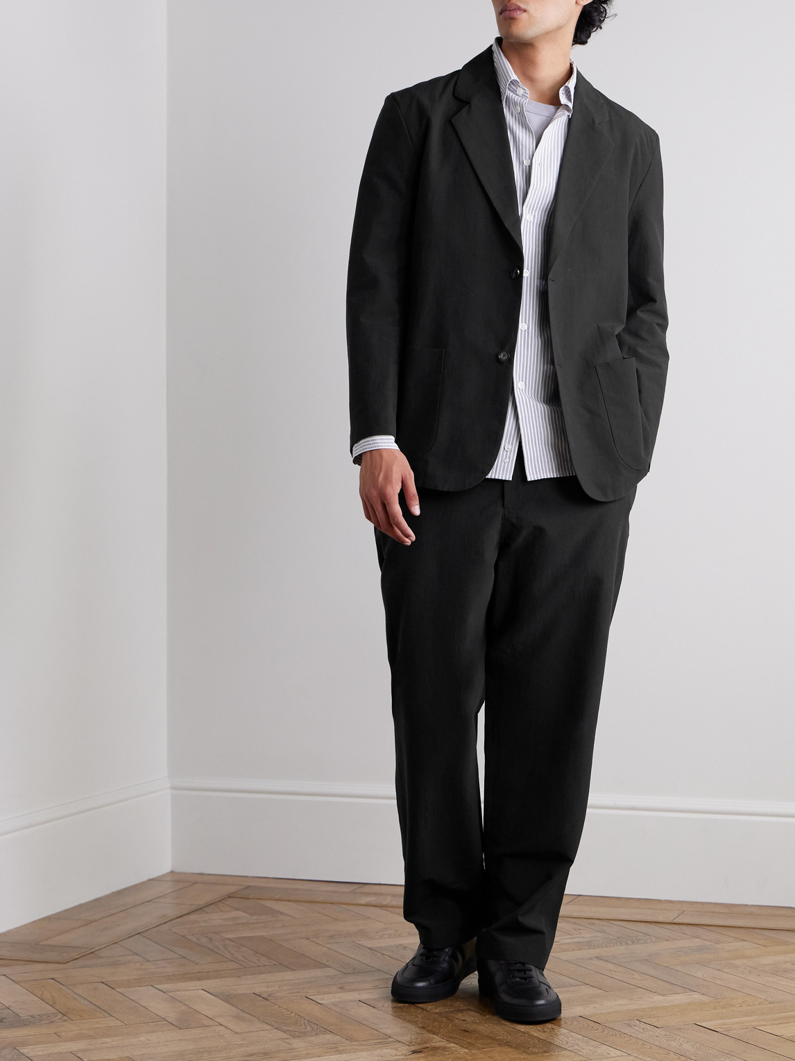 Ssam Cotton And Silk-blend Blazer In Gray