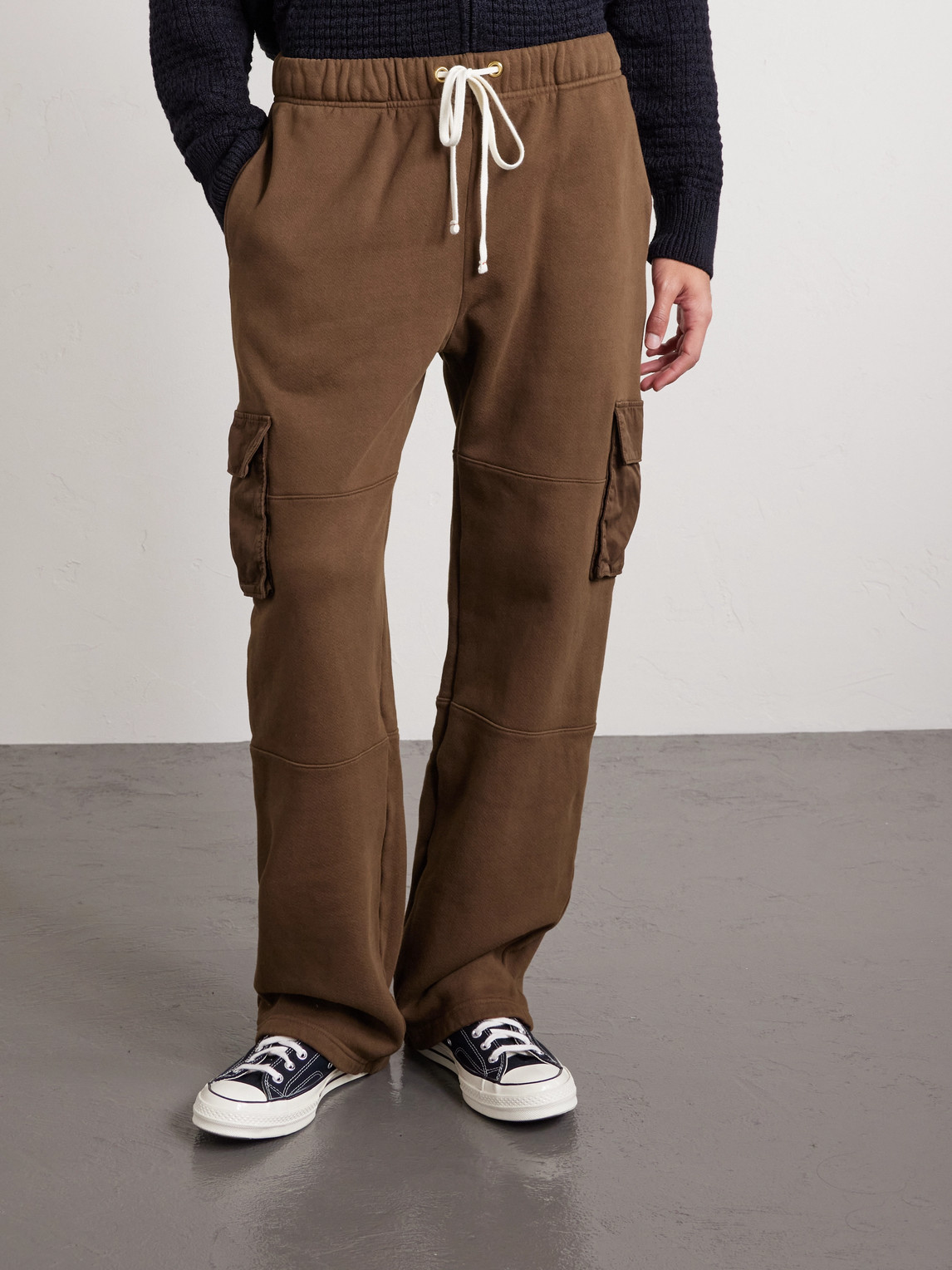  Les Tien - Heavyweight Straight-leg Structured-fleece Cotton-jersey Drawstring Cargo Trousers - Men - Brown - M 