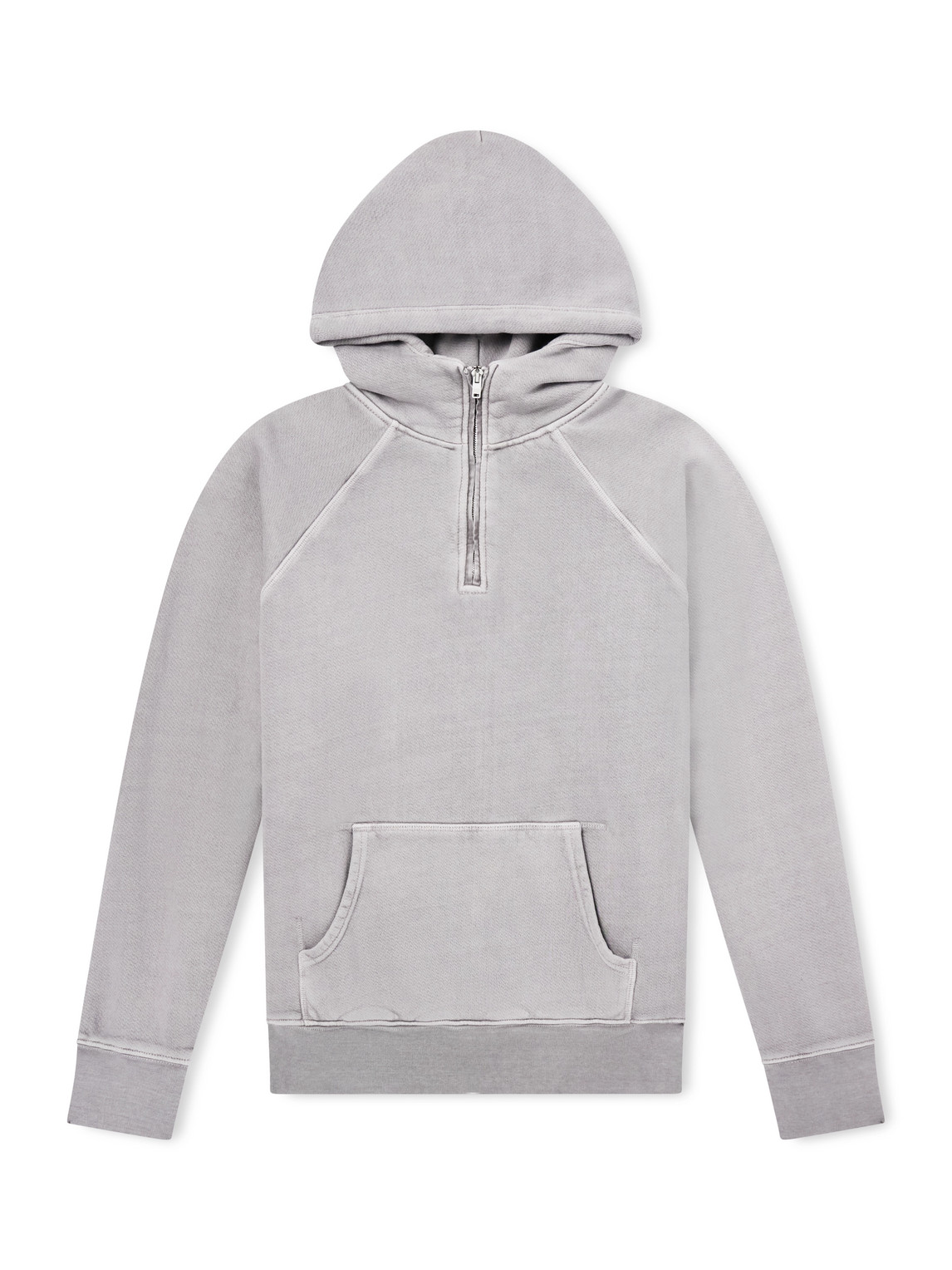 Les Tien Cotton-jersey Half-zip Hoodie In Gray