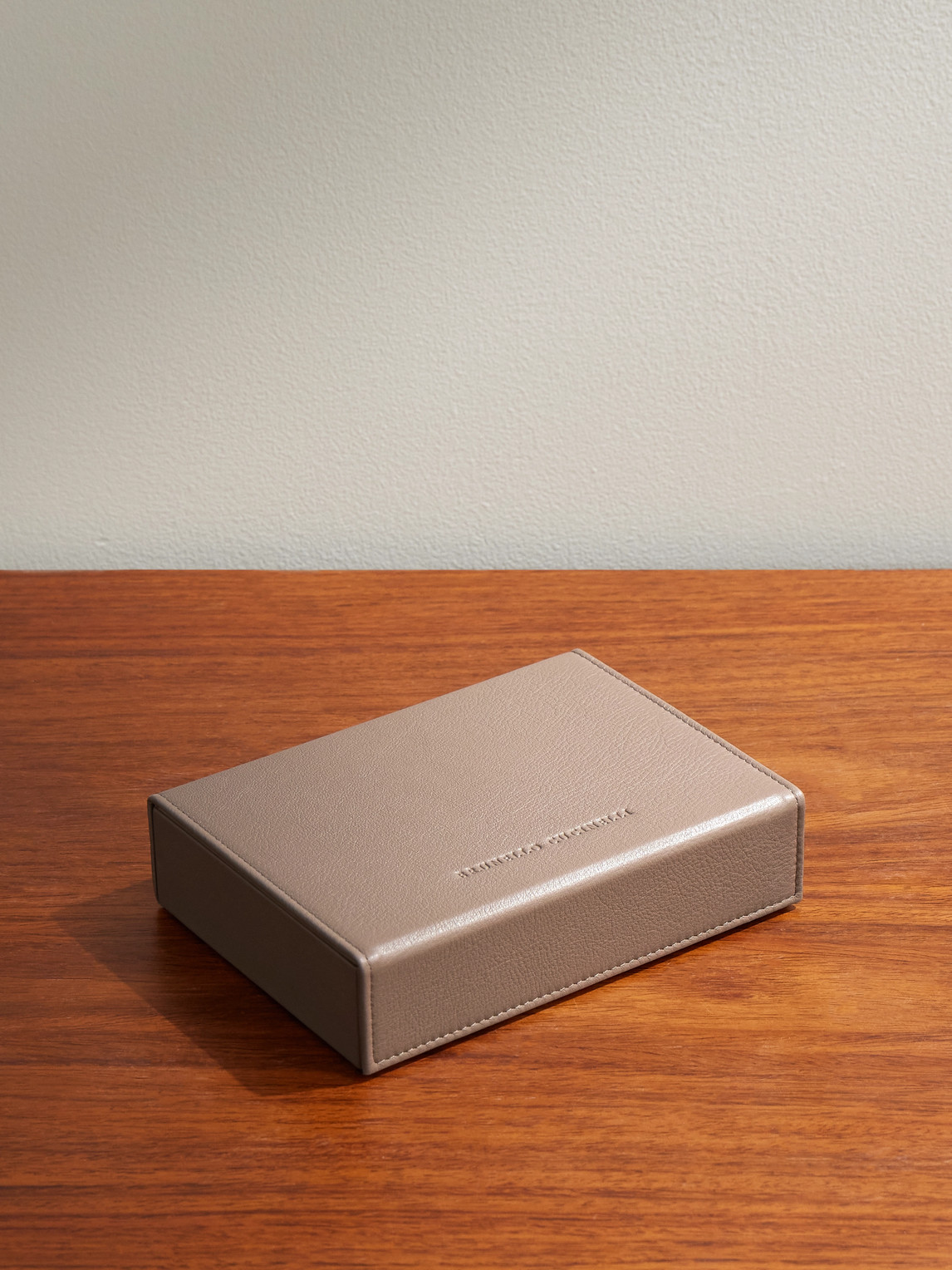 Brunello Cucinelli Full-grain Leather Playing Card Set In Brown