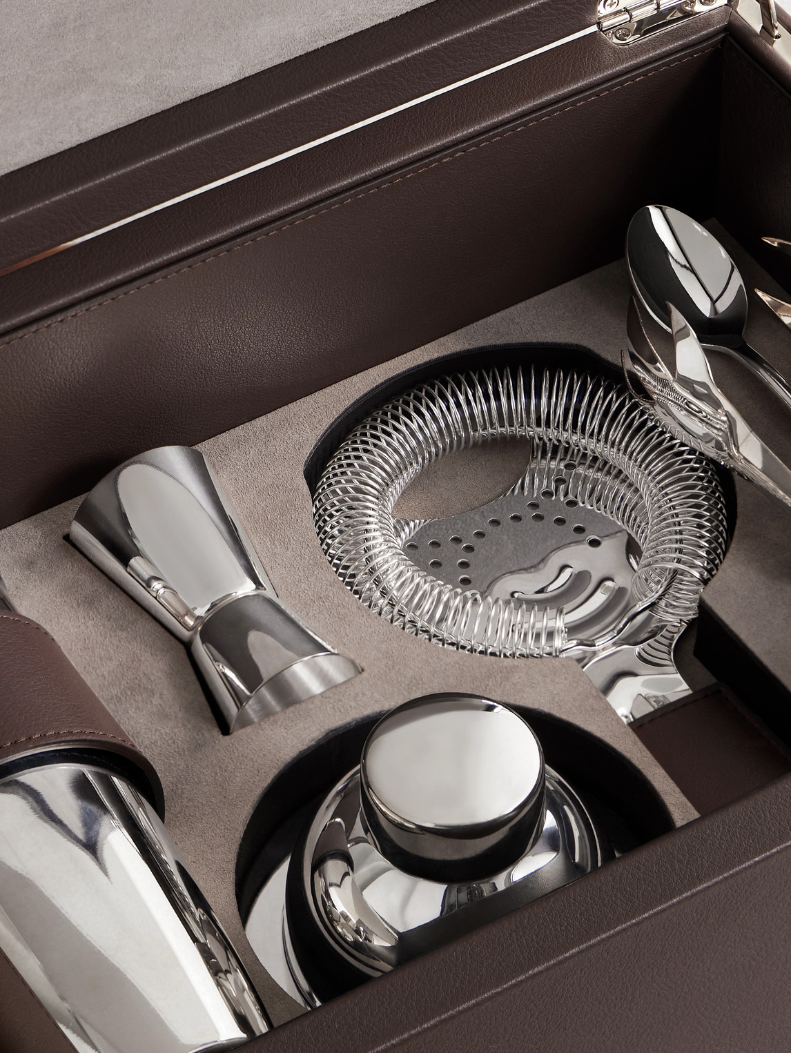 Brunello Cucinelli - Stainless Steel And Leather Cocktail Set - Men - Brown 