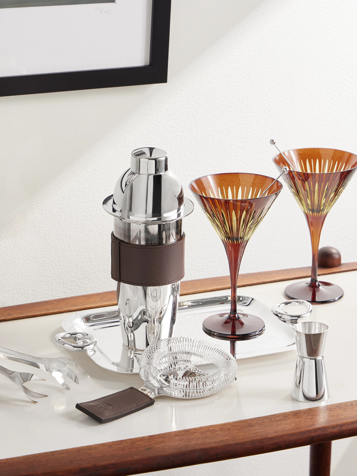 Stainless Steel and Leather Cocktail Set — 2