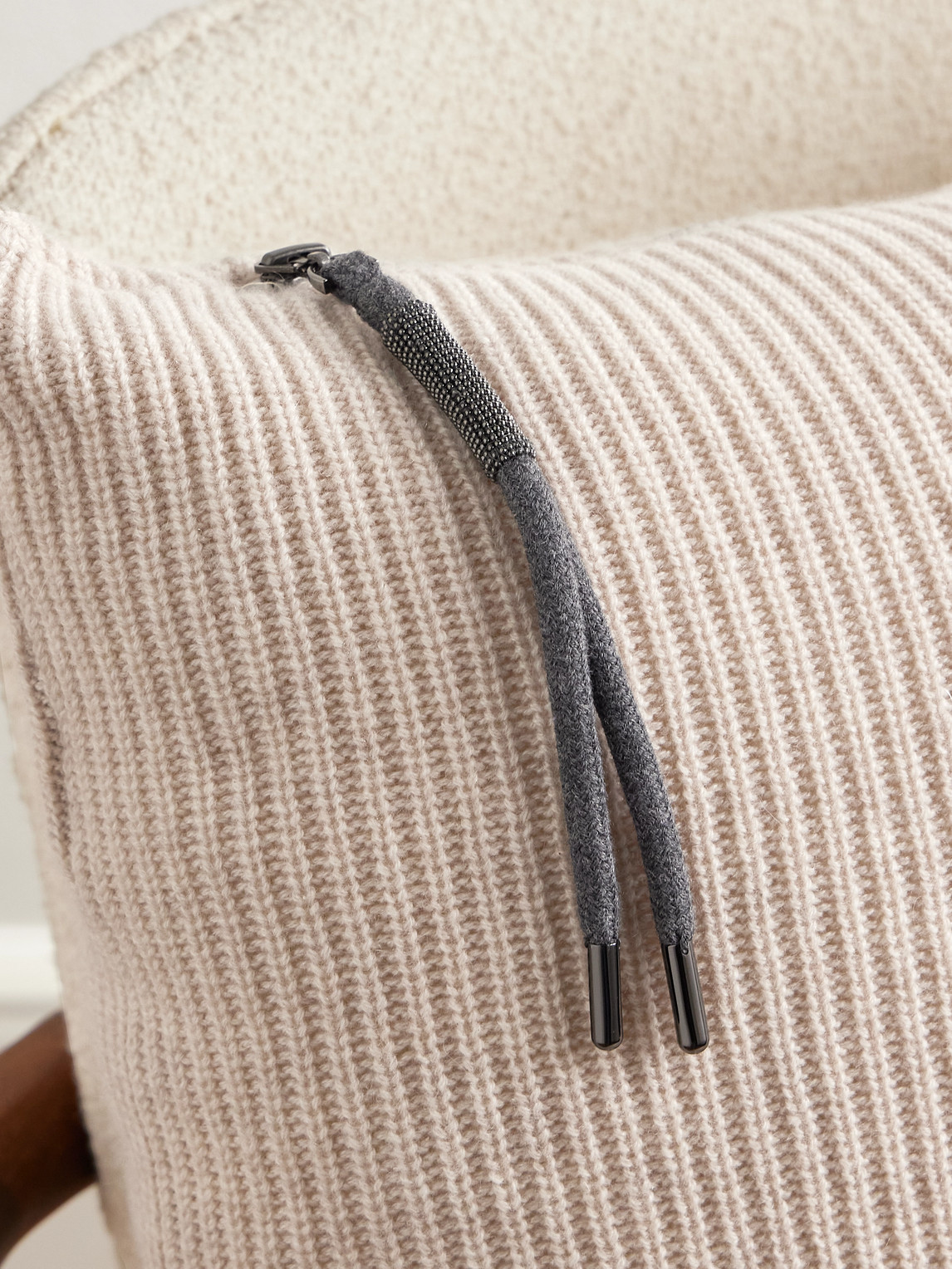  Brunello Cucinelli - Bead-embellished Ribbed Cashmere Cushion - Men - Neutrals 