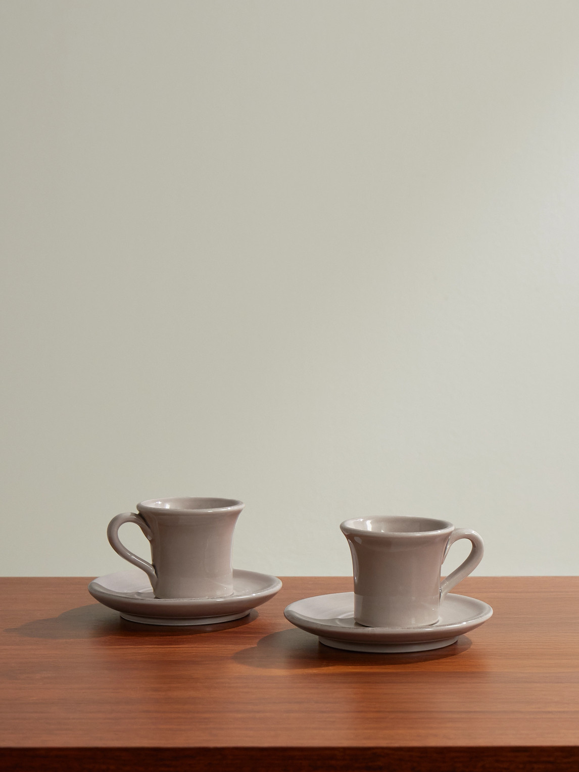 Brunello Cucinelli Set Of Two Ceramic Espresso Cups And Saucers In Brown