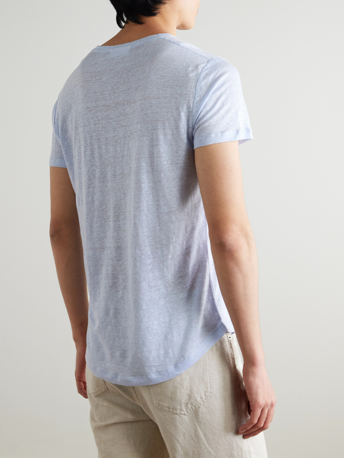 Orlebar Brown Ob-t Slim-fit Linen-jersey T-shirt In Blue