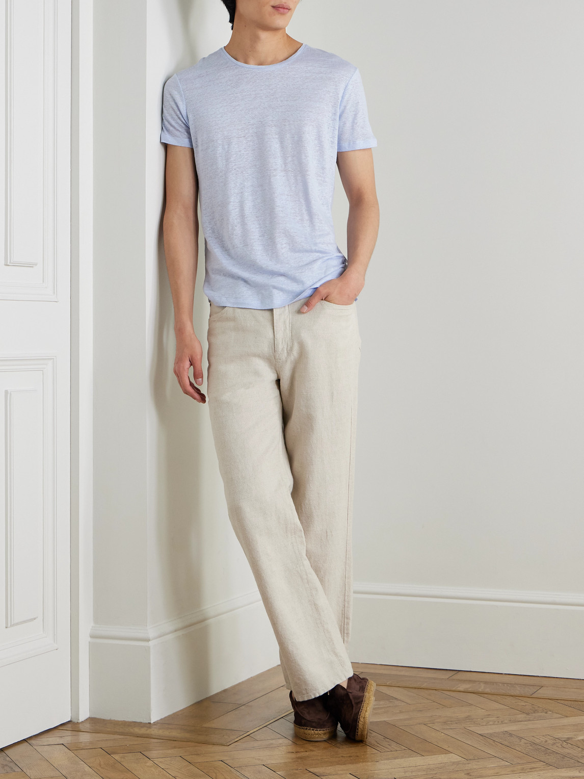 Orlebar Brown Ob-t Slim-fit Linen-jersey T-shirt In Blue