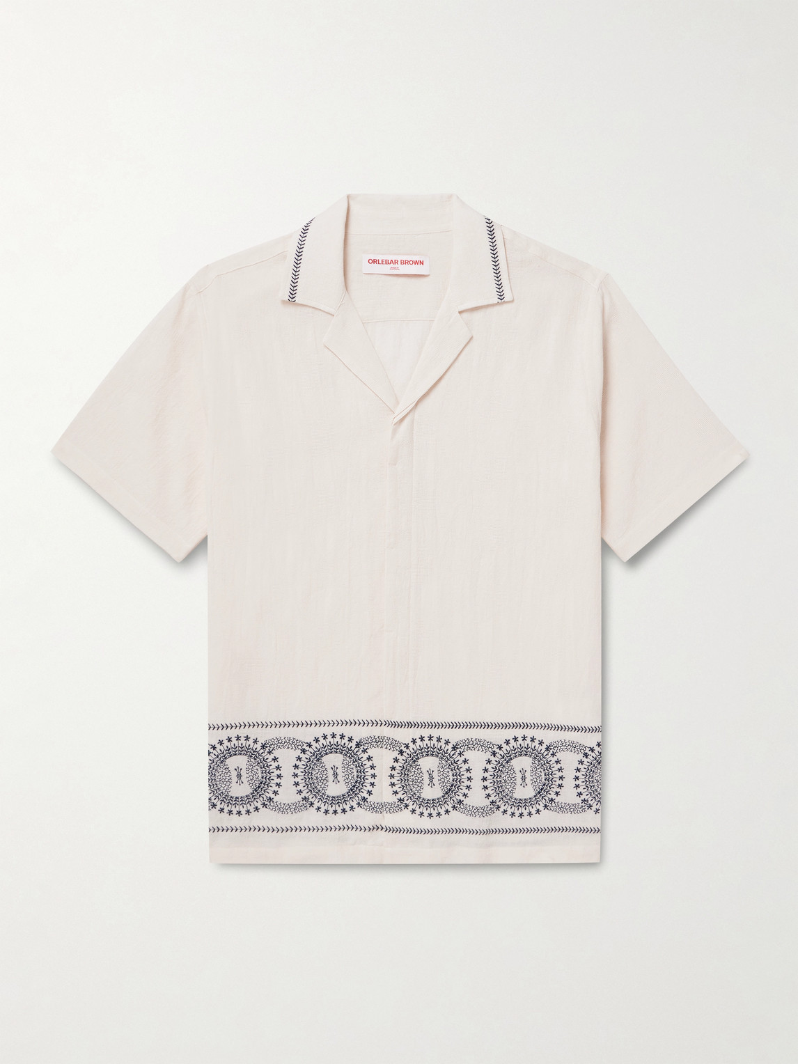 Orlebar Brown Maitan Cirqua Camp-Collar Embroidered Cotton-Gauze hirt - Men