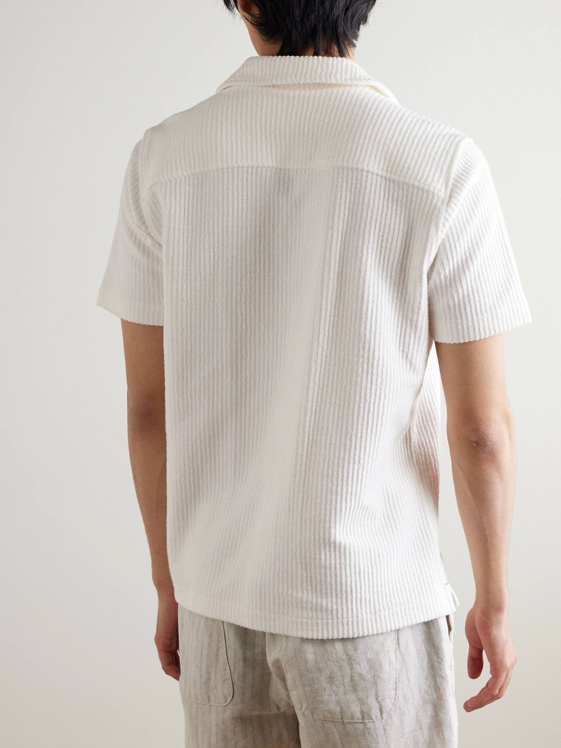 Orlebar Brown Howell Camp-collar Ribbed Organic Cotton Shirt In White