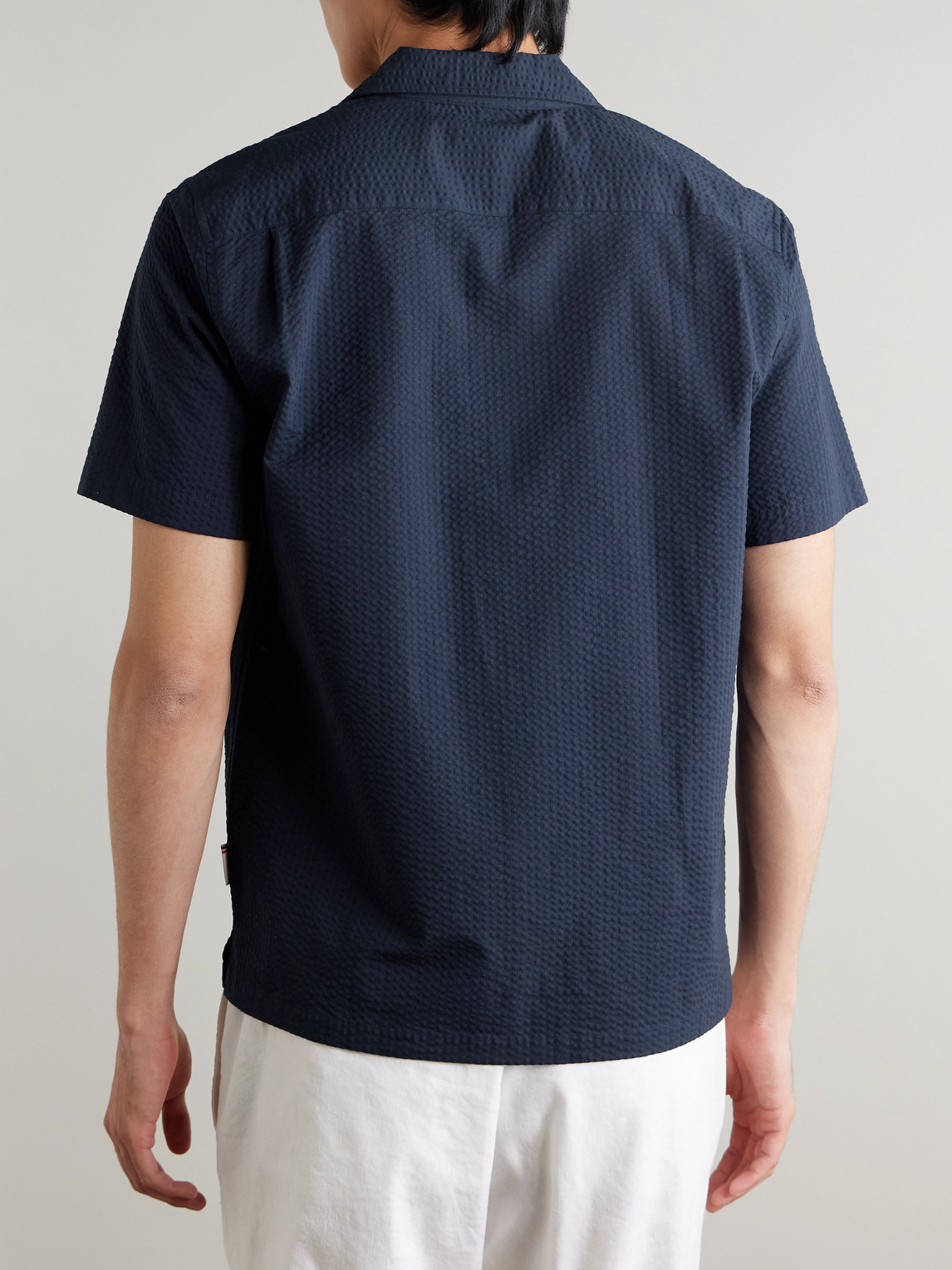 Orlebar Brown Maitan Camp-collar Organic Cotton Seersucker Shirt In Blue