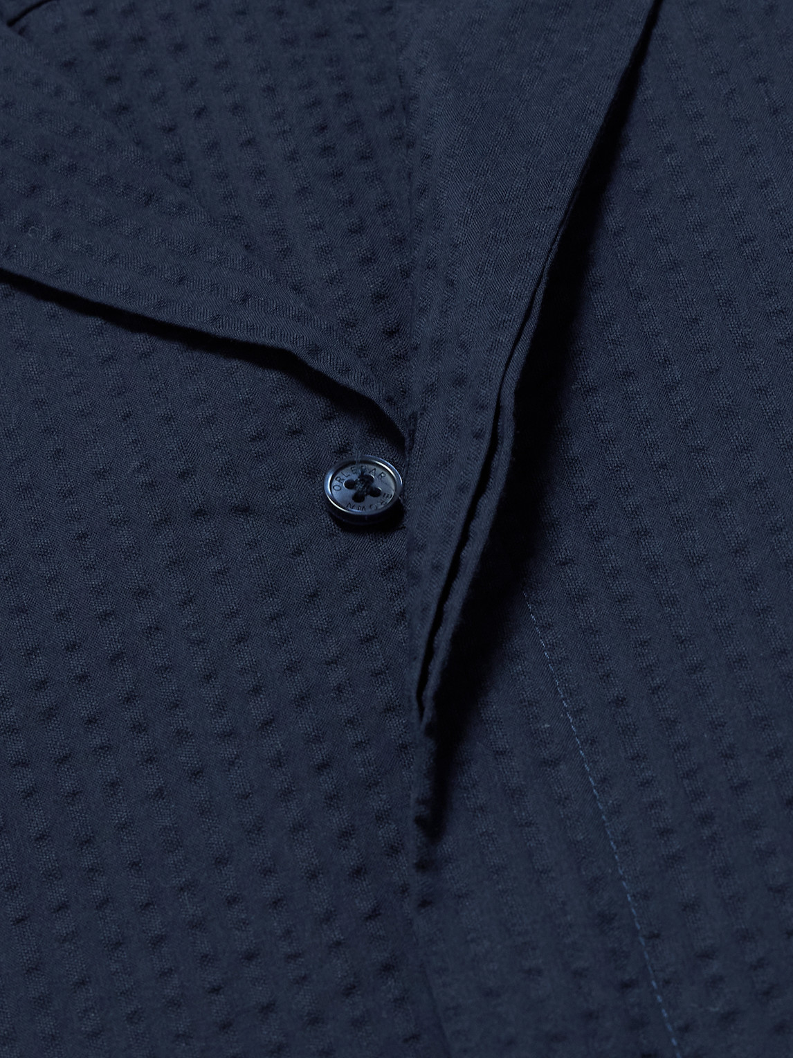 Orlebar Brown Maitan Camp-collar Organic Cotton Seersucker Shirt In Blue