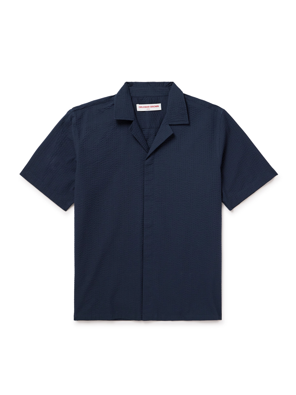 Orlebar Brown Maitan Camp-collar Organic Cotton Seersucker Shirt In Blue